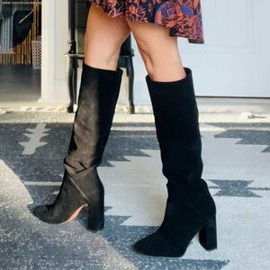 Banana Republic Black Leather Knee-high Heeled Boots